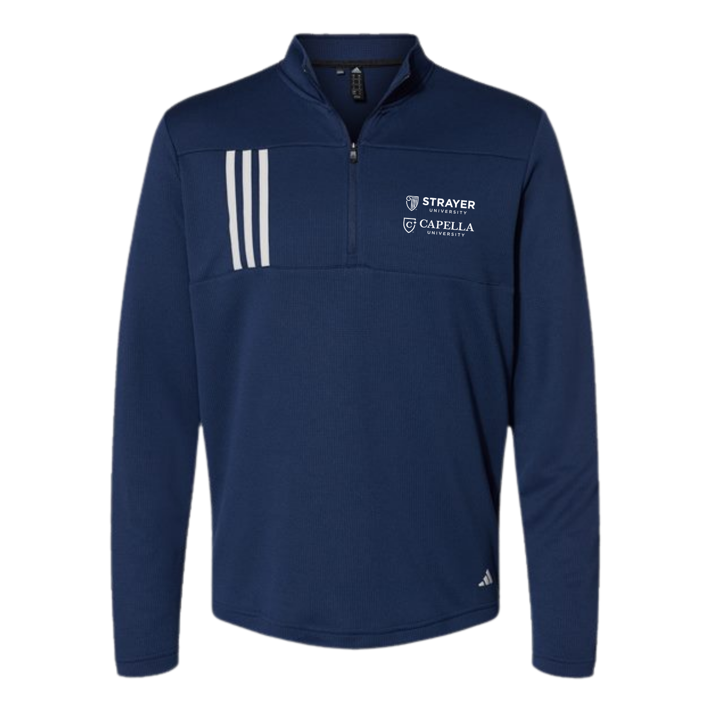 NEW Adidas 3-Stripes Double Knit Quarter-Zip Pullover - Team Navy Blue/Grey Two