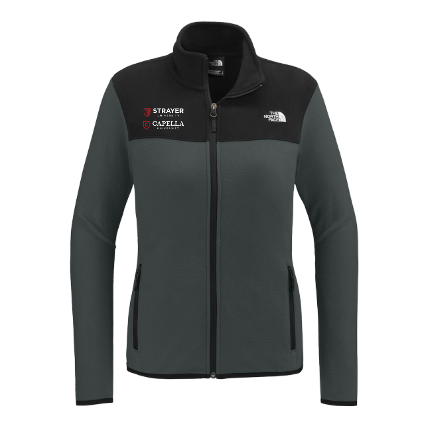 NEW The North Face® Ladies Glacier Full-Zip Fleece Jacket - Asphalt Grey/TNF Black