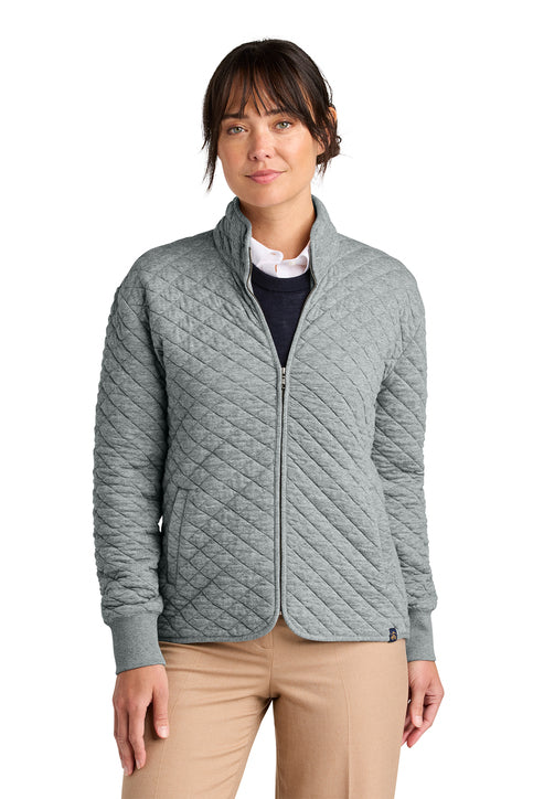 NEW Brooks Brothers® Women’s Diamond Quilt Full-Zip - Light Shadow Grey Heather