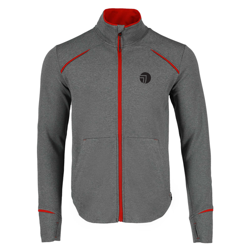 Men's TAMARACK Full Zip Performance Jacket with Thumb Holes - Team Red/Heather Charcoa