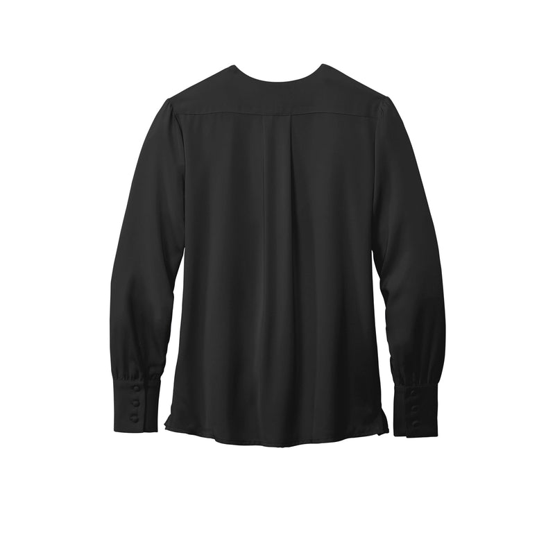 Brooks Brothers® Women’s Open-Neck Satin Blouse - Deep Black