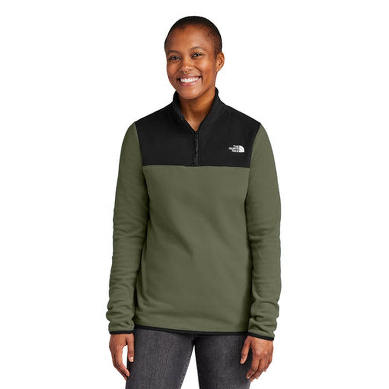 NEW The North Face® Ladies Glacier 1/4-Zip Fleece - New Taupe Green/TNF Black