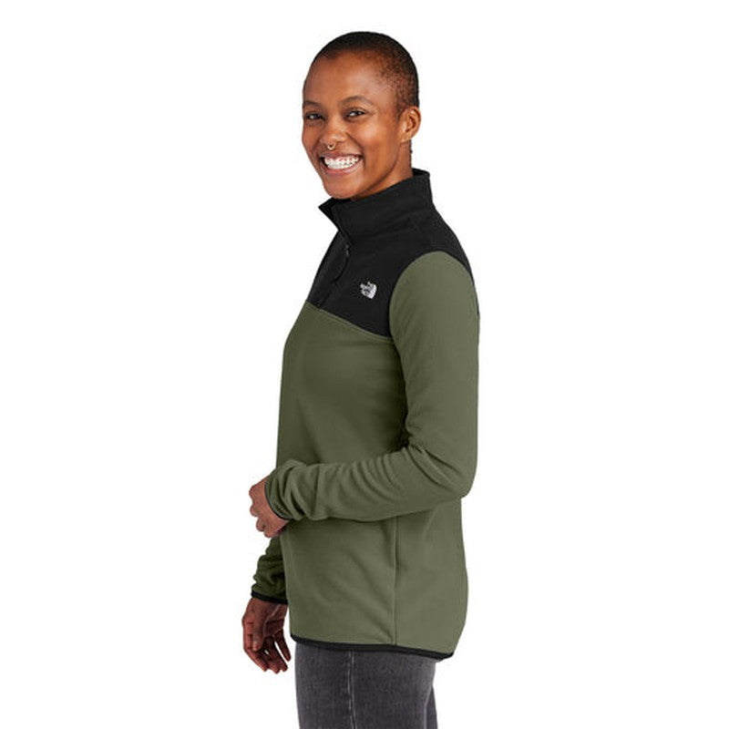 NEW The North Face® Ladies Glacier 1/4-Zip Fleece - New Taupe Green/TNF Black