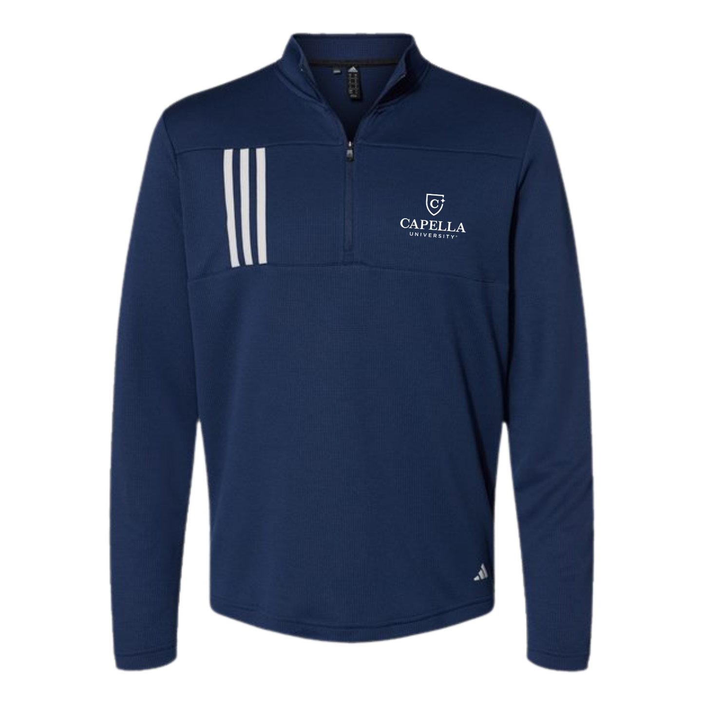 NEW Adidas 3-Stripes Double Knit Quarter-Zip Pullover - Team Navy Blue/Grey Two
