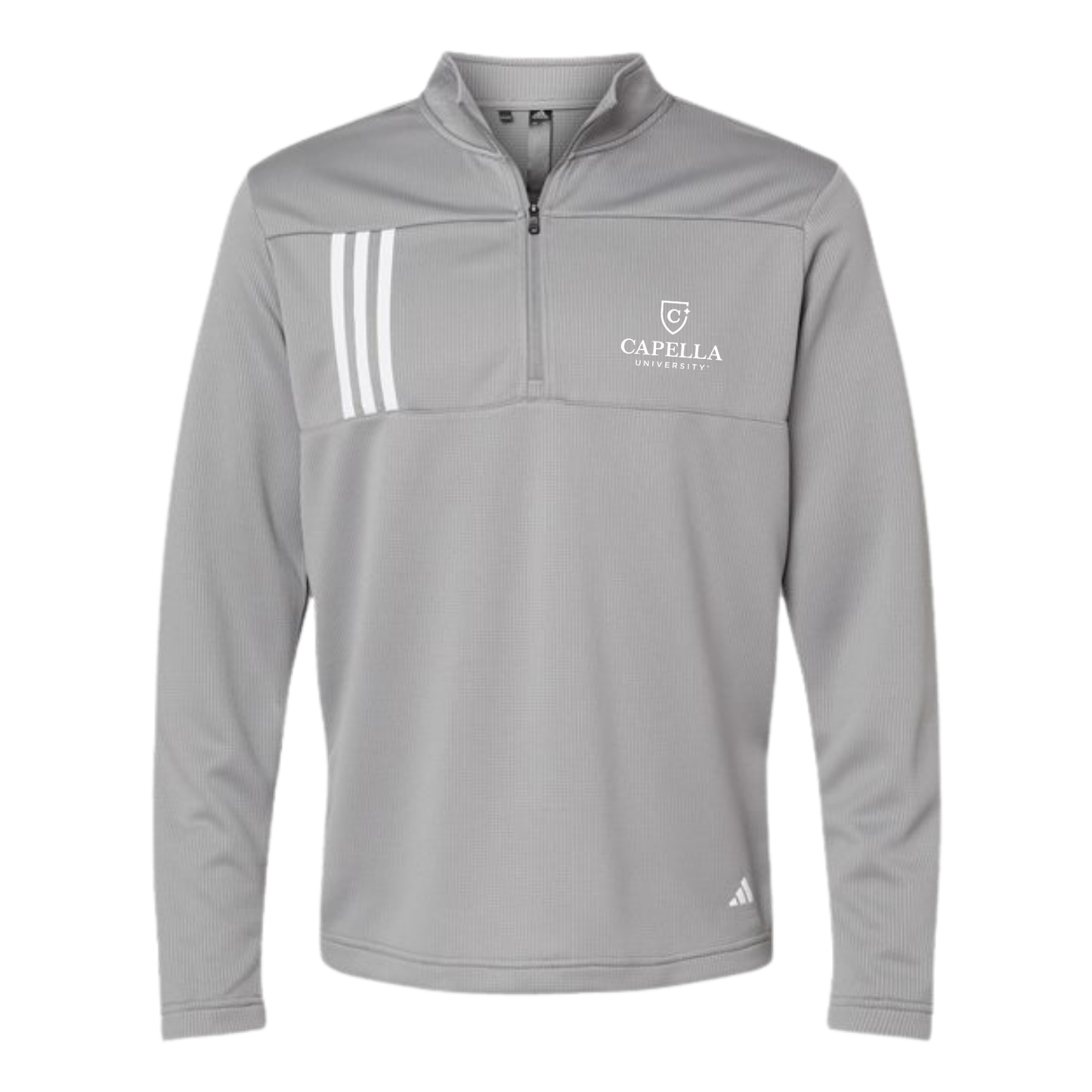 NEW Adidas 3-Stripes Double Knit Quarter-Zip Pullover - Grey Three/White