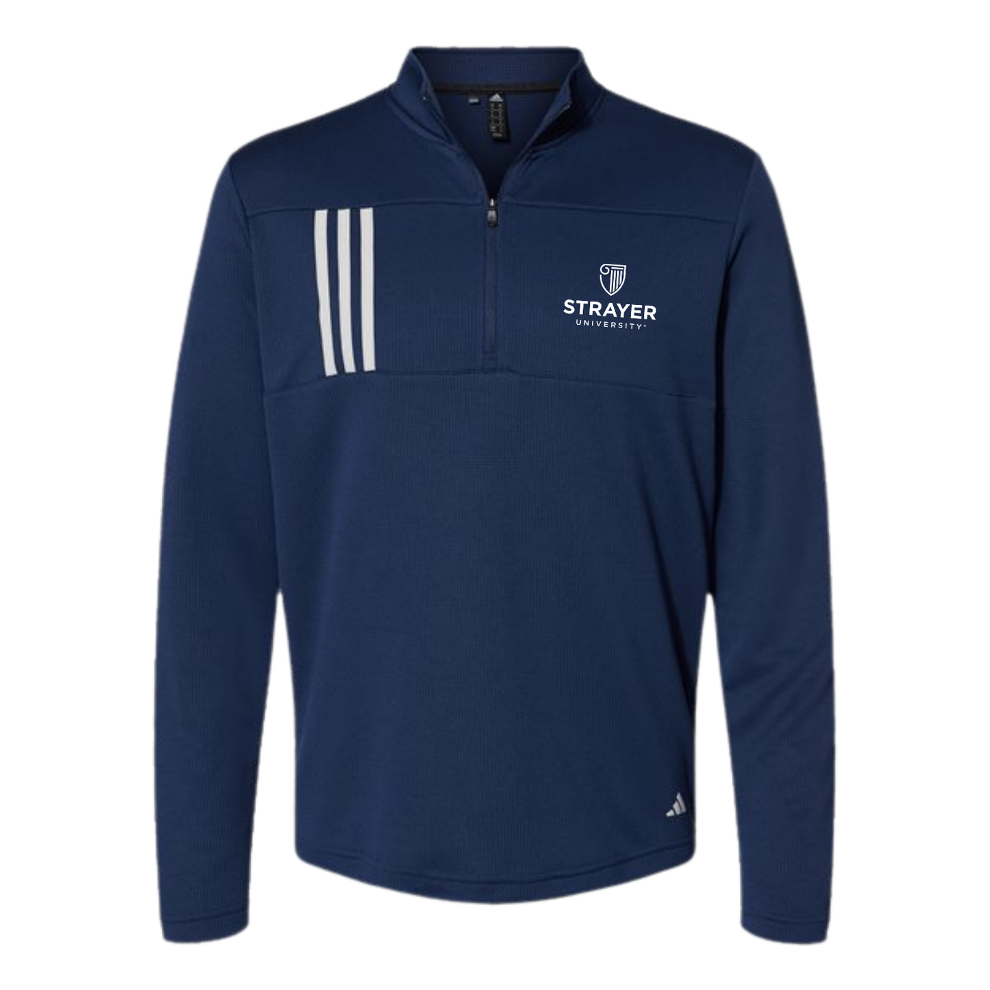 NEW Adidas 3-Stripes Double Knit Quarter-Zip Pullover - Team Navy Blue/Grey Two
