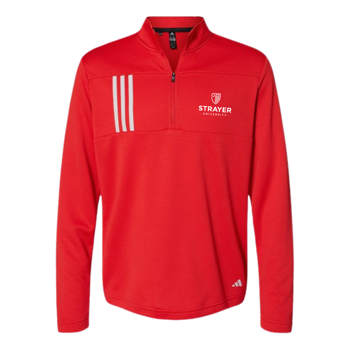 NEW Adidas 3-Stripes Double Knit Quarter-Zip Pullover - Team Collegiate Red/Grey Two