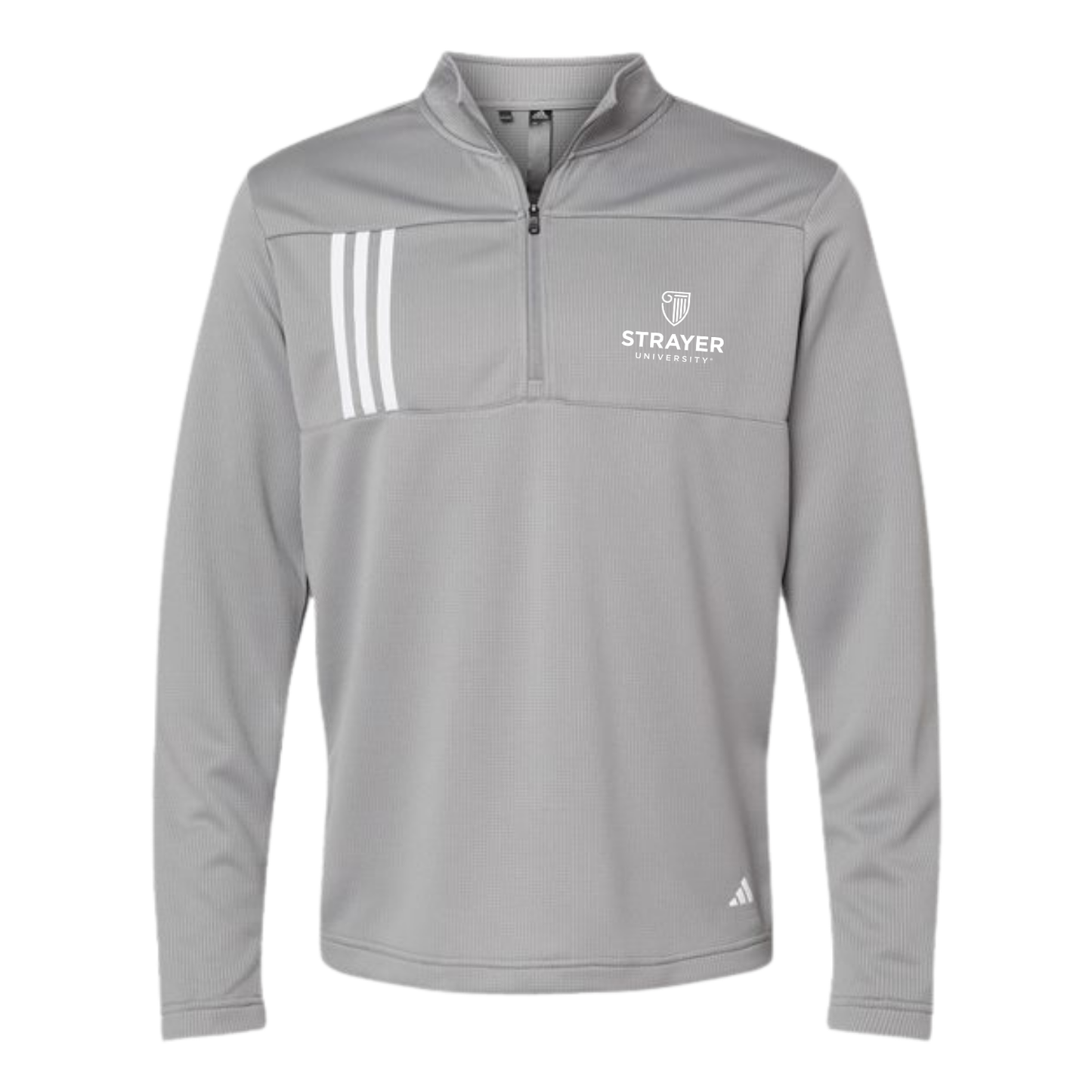 NEW Adidas 3-Stripes Double Knit Quarter-Zip Pullover - Grey Three/White