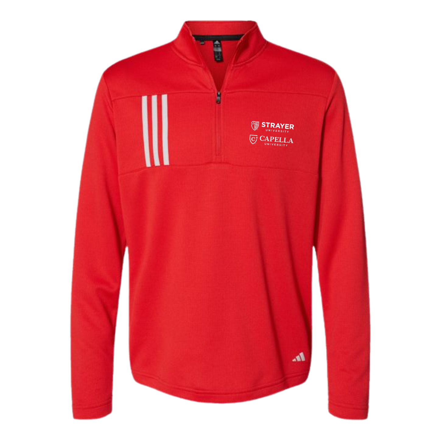 NEW Adidas 3-Stripes Double Knit Quarter-Zip Pullover - Team Collegiate Red/Grey Two