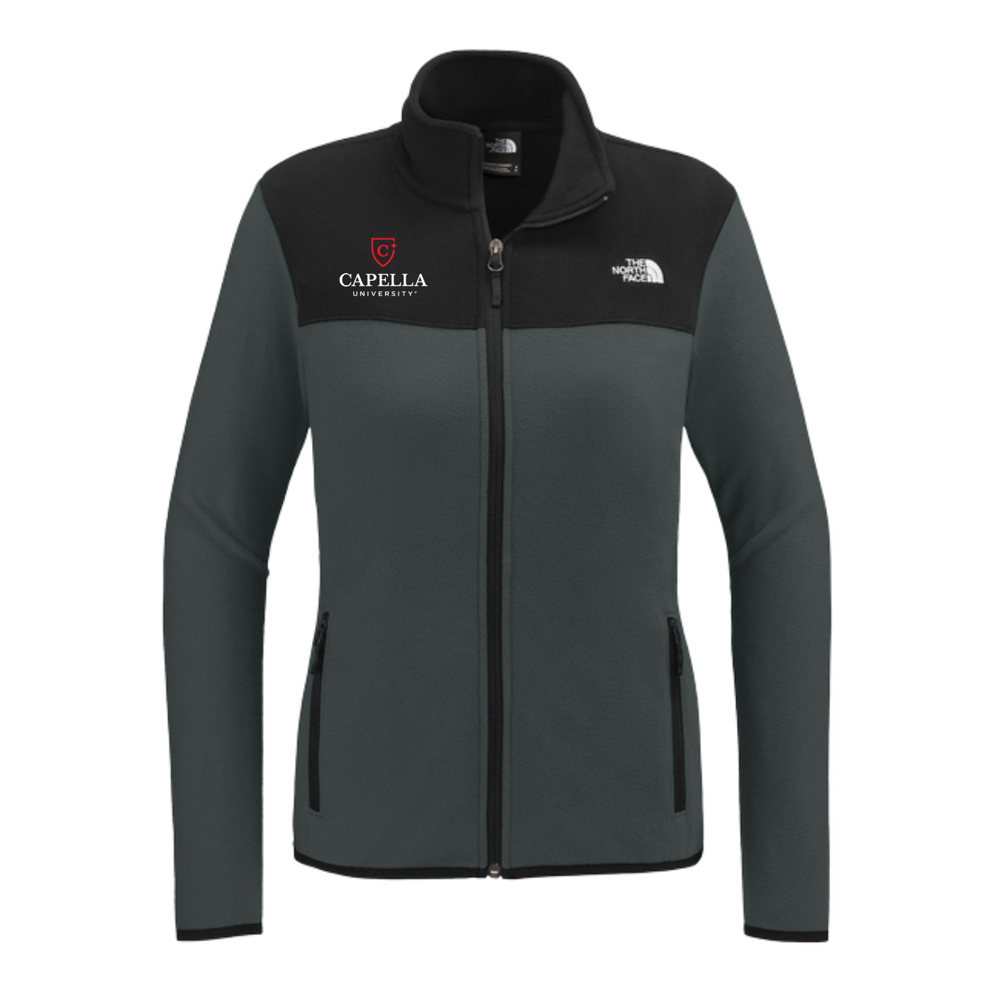 NEW The North Face® Ladies Glacier Full-Zip Fleece Jacket - Asphalt Grey/TNF Black