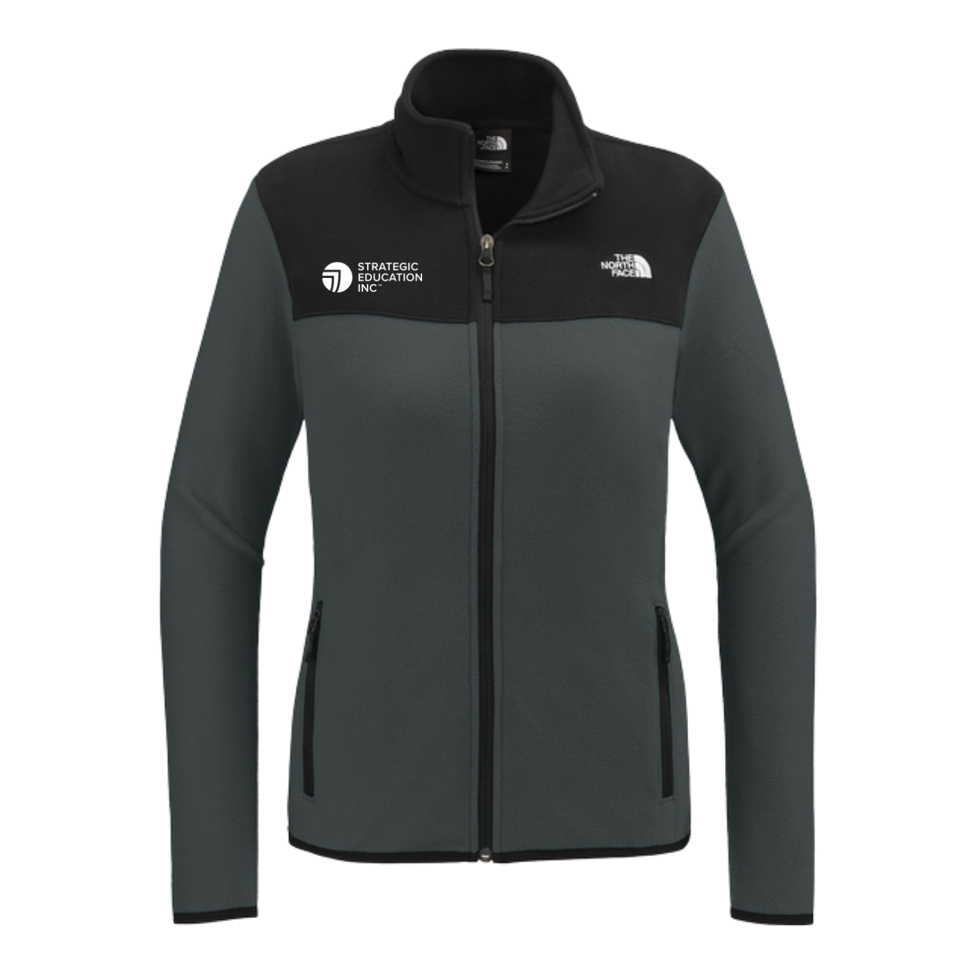 NEW The North Face® Ladies Glacier Full-Zip Fleece Jacket - Asphalt Grey/TNF Black