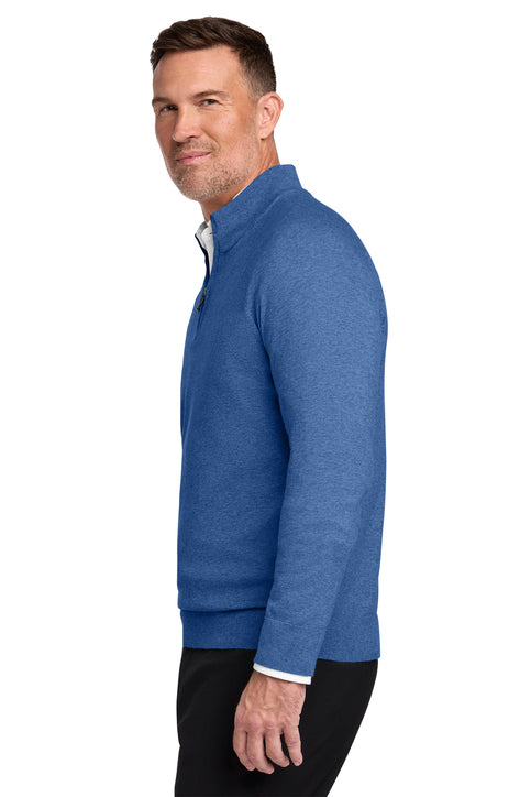 Brooks Brothers® Cotton Stretch 1/4-Zip Sweater - Charter Blue Heather