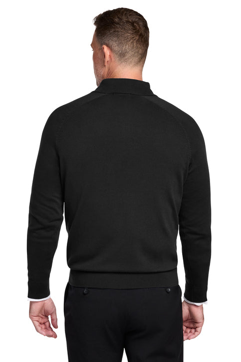 Brooks Brothers® Cotton Stretch 1/4-Zip Sweater - Deep Black