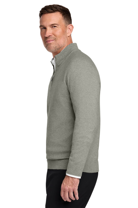 Brooks Brothers® Cotton Stretch 1/4-Zip Sweater - Light Shady Grey Heather