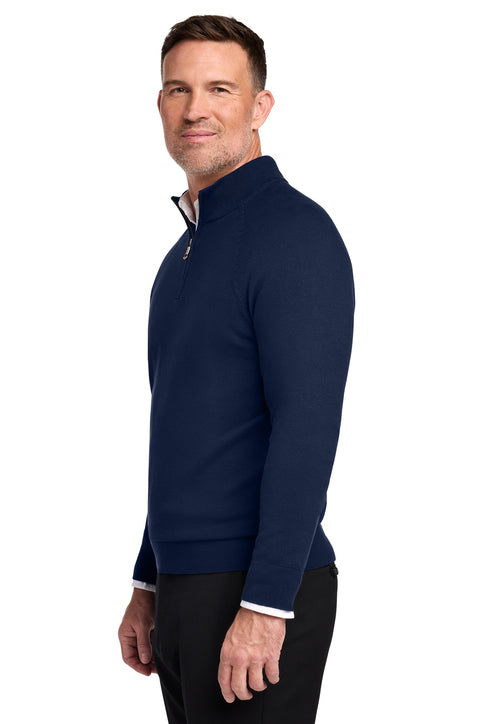 Brooks Brothers® Cotton Stretch 1/4-Zip Sweater - Navy Blazer