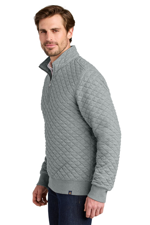 NEW Brooks Brothers® Diamond Quilt 1/4-Zip - Light Shadow Grey Heather