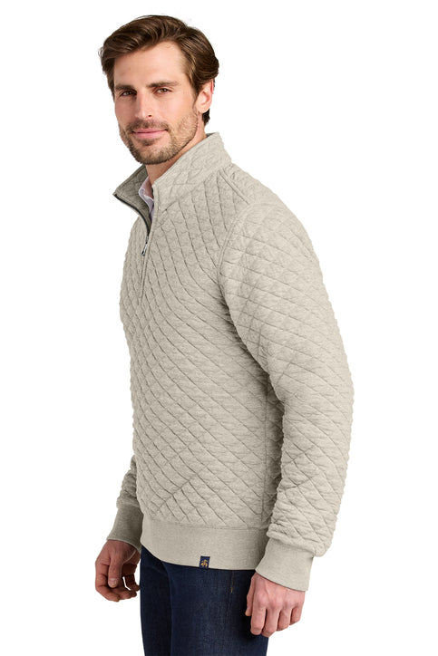 NEW Brooks Brothers® Diamond Quilt 1/4-Zip - Oatmeal Heather