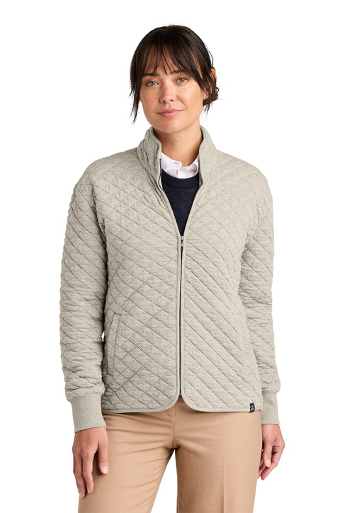 NEW Brooks Brothers® Women’s Diamond Quilt Full-Zip - Oatmeal Heather