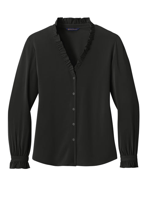 NEW Brooks Brothers® Women’s Long Sleeve Ruffle Collar Blouse - Deep Black