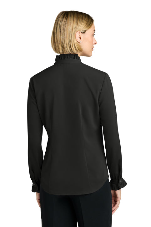 NEW Brooks Brothers® Women’s Long Sleeve Ruffle Collar Blouse - Deep Black