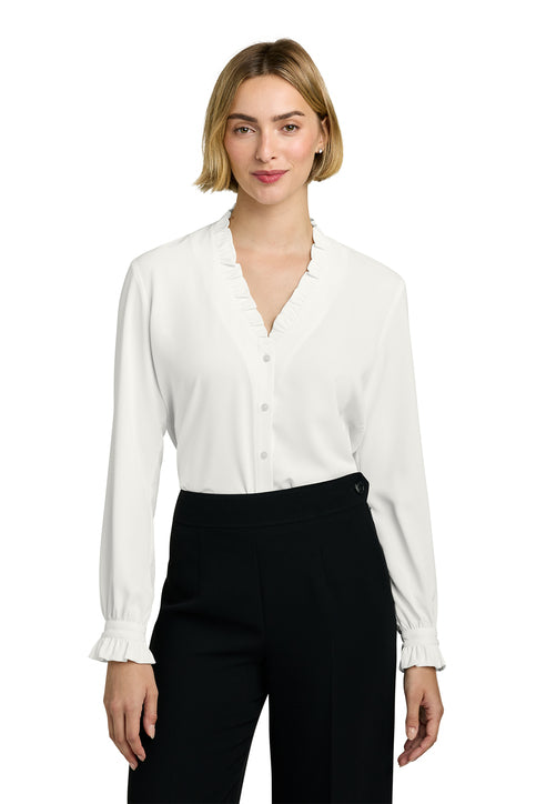 NEW Brooks Brothers® Women’s Long Sleeve Ruffle Collar Blouse - Off White