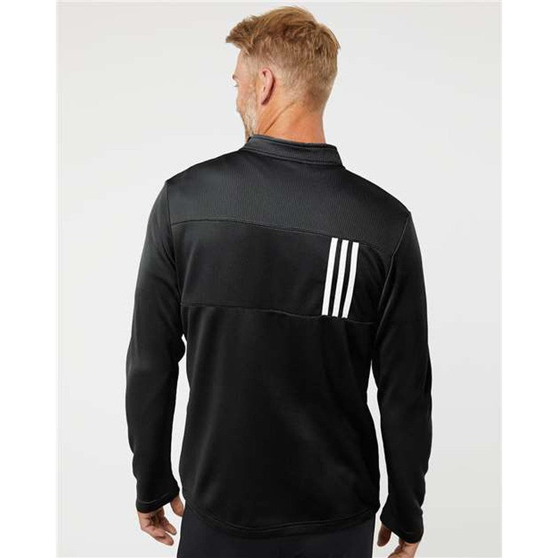 NEW Adidas 3-Stripes Double Knit Quarter-Zip Pullover - Black/Grey Two