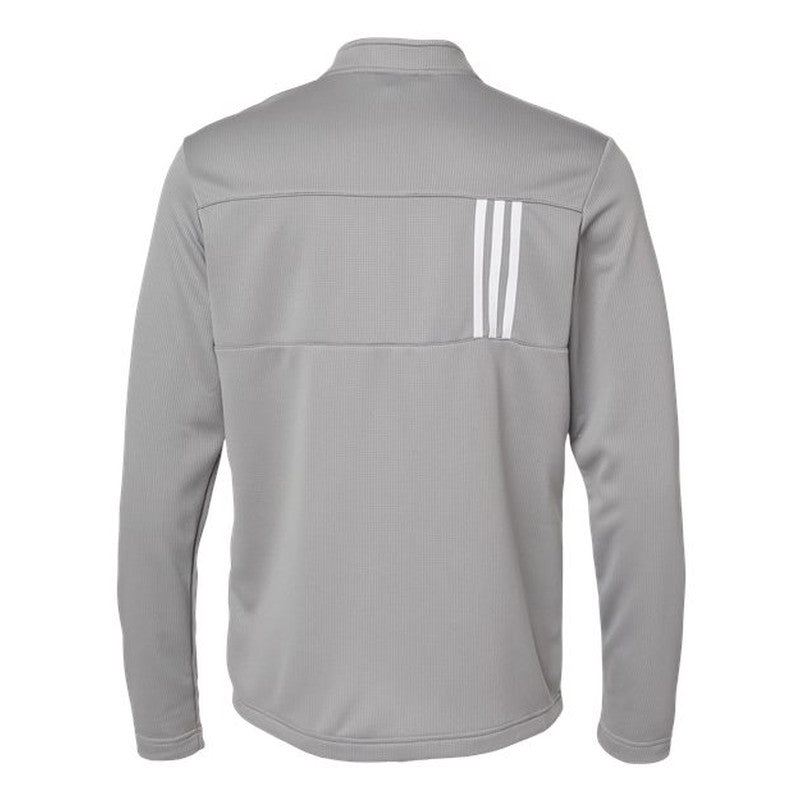 NEW Adidas 3-Stripes Double Knit Quarter-Zip Pullover - Grey Three/White