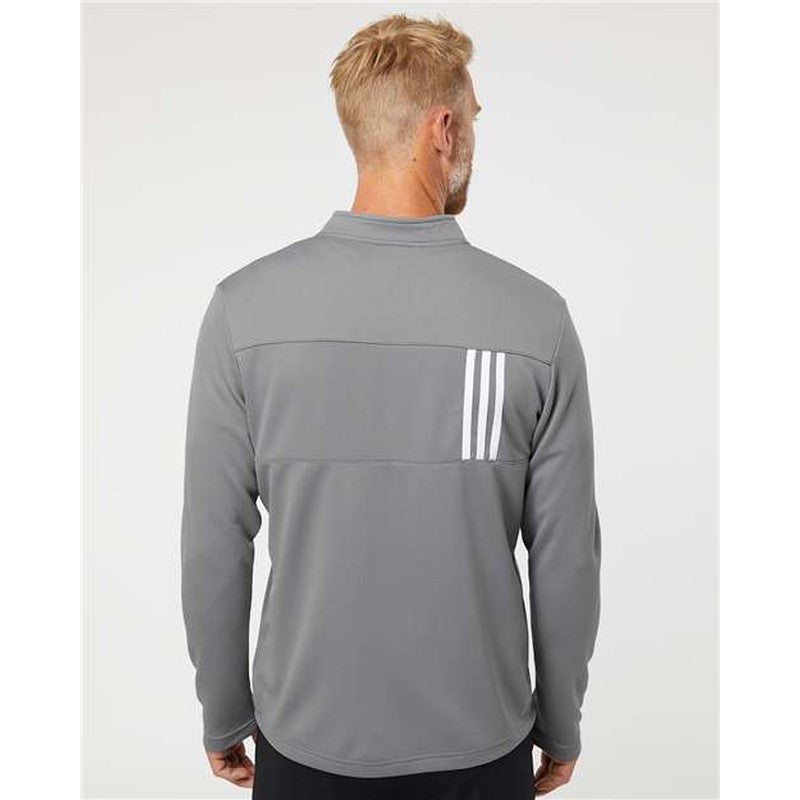 NEW Adidas 3-Stripes Double Knit Quarter-Zip Pullover - Grey Three/White