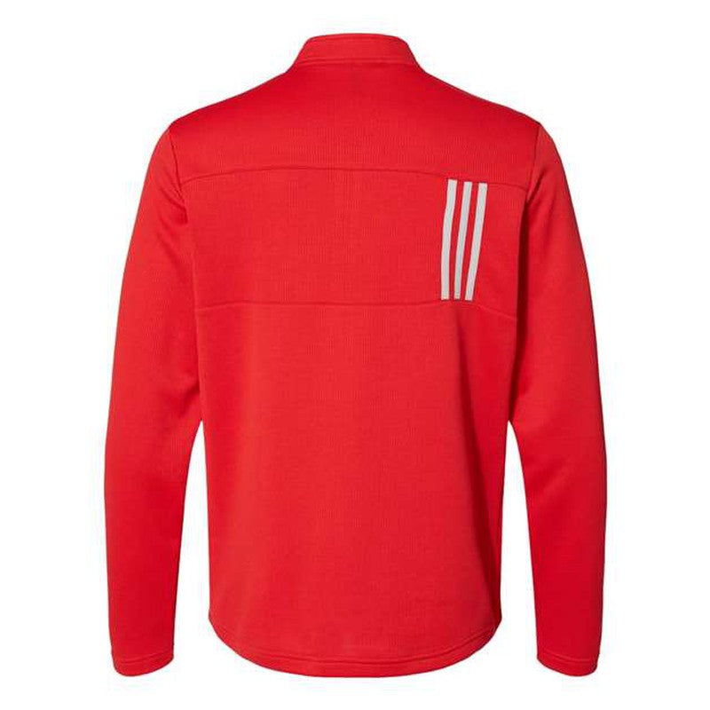 NEW Adidas 3-Stripes Double Knit Quarter-Zip Pullover - Team Collegiate Red/Grey Two