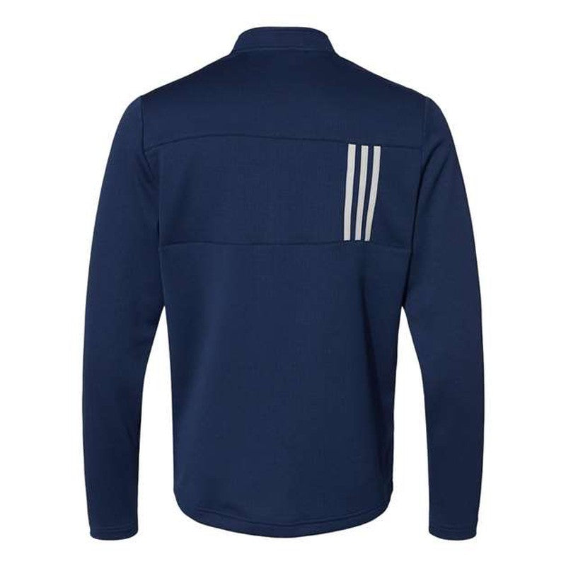 NEW Adidas 3-Stripes Double Knit Quarter-Zip Pullover - Team Navy Blue/Grey Two