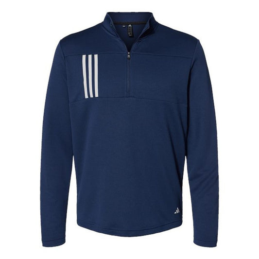 NEW Adidas 3-Stripes Double Knit Quarter-Zip Pullover - Team Navy Blue/Grey Two