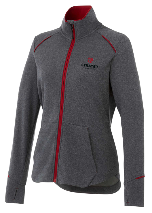 Women's TAMARACK Full Zip Performance Jacket with Thumb Holes - Team Red/Heather Charcoal