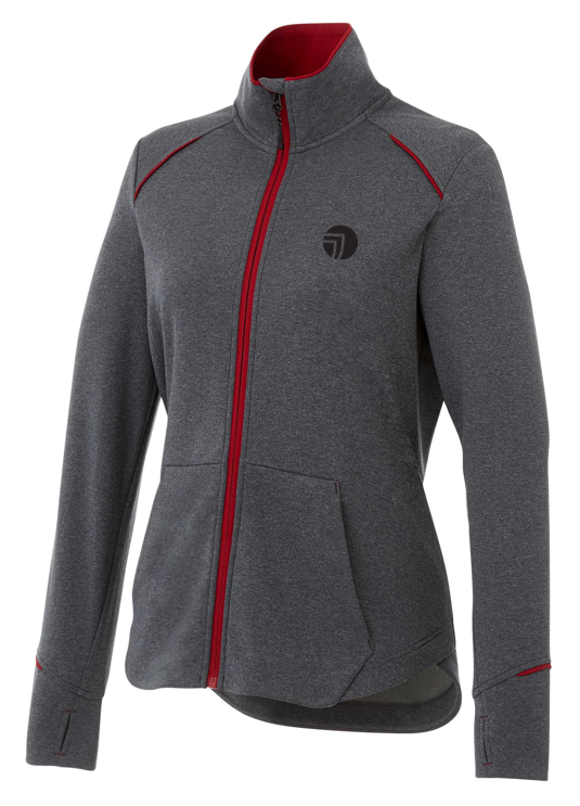 Women's TAMARACK Full Zip Performance Jacket with Thumb Holes - Team Red/Heather Charcoal