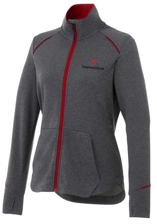 Women's TAMARACK Full Zip Performance Jacket with Thumb Holes - Team Red/Heather Charcoal