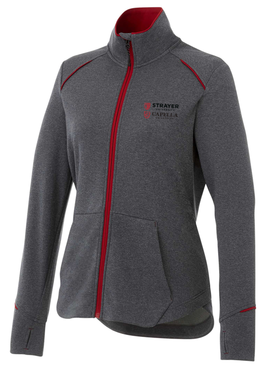 Women's TAMARACK Full Zip Performance Jacket with Thumb Holes - Team Red/Heather Charcoal