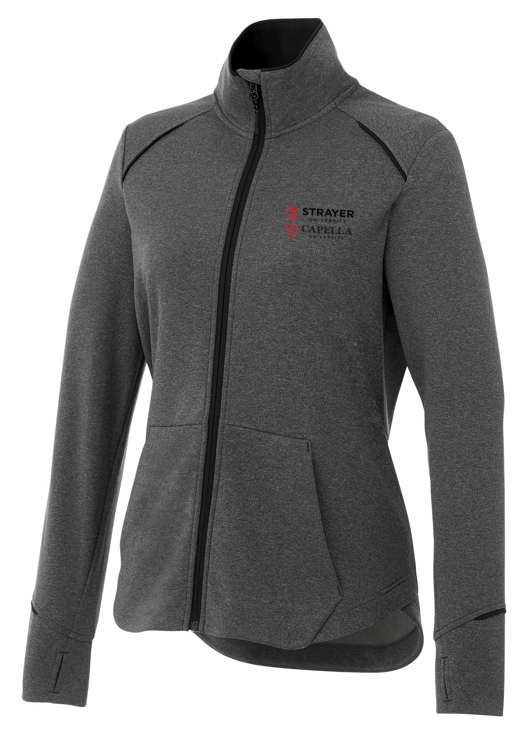 Women's TAMARACK Full Zip Performance Jacket with Thumb Holes - Black/Heather Charcoal