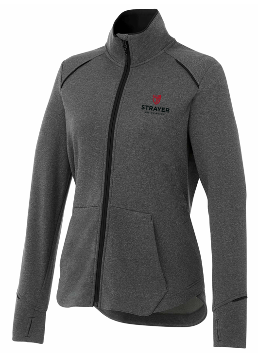 Women's TAMARACK Full Zip Performance Jacket with Thumb Holes - Black/Heather Charcoal