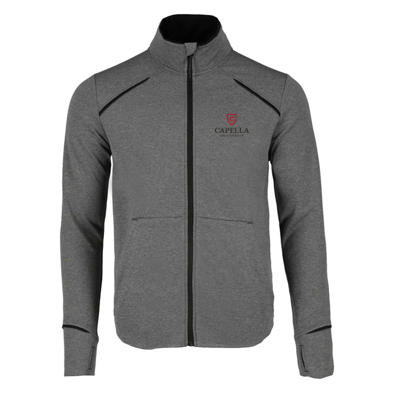 Men's TAMARACK Full Zip Performance Jacket with Thumb Holes - Black/Heather Charcoal