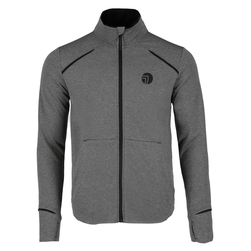 Men's TAMARACK Full Zip Performance Jacket with Thumb Holes - Black/Heather Charcoal