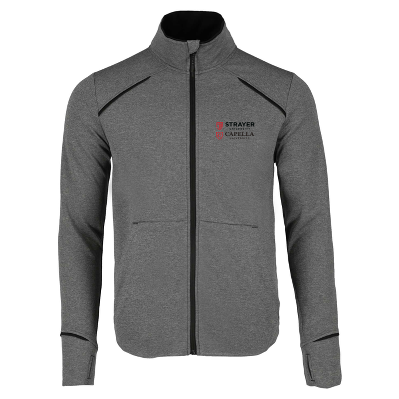 Men's TAMARACK Full Zip Performance Jacket with Thumb Holes - Black/Heather Charcoal