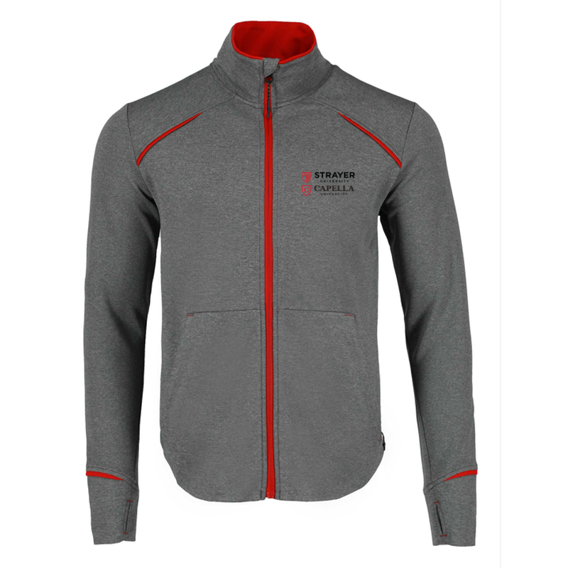 Men's TAMARACK Full Zip Performance Jacket with Thumb Holes - Team Red/Heather Charcoa
