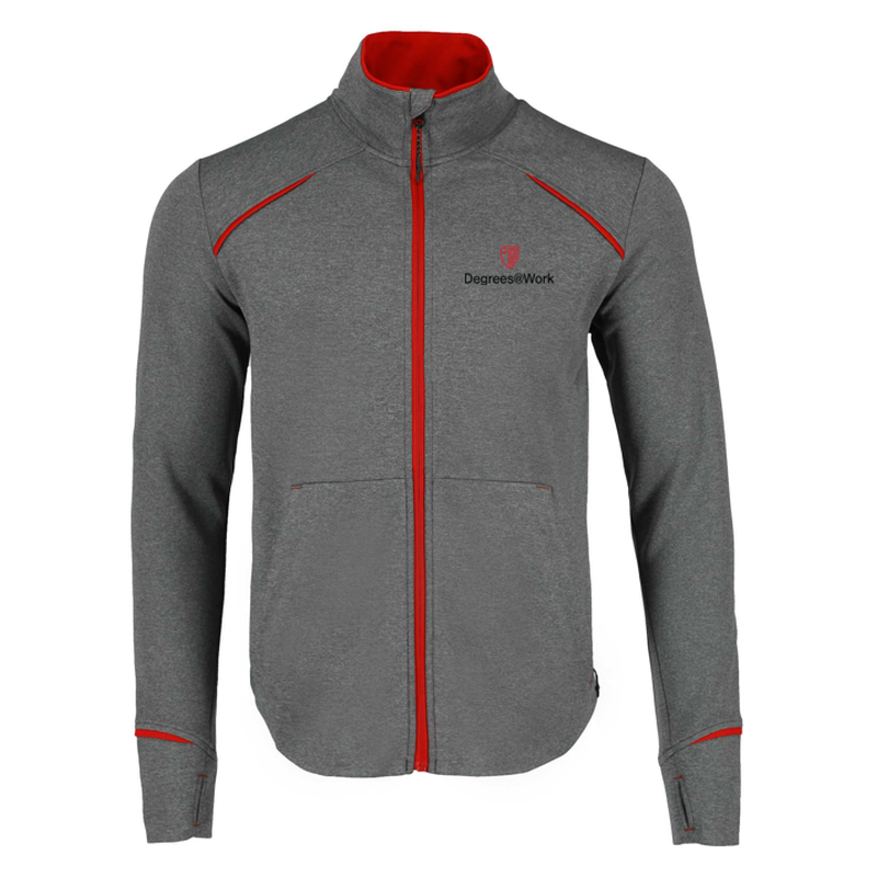 Men's TAMARACK Full Zip Performance Jacket with Thumb Holes - Team Red/Heather Charcoa