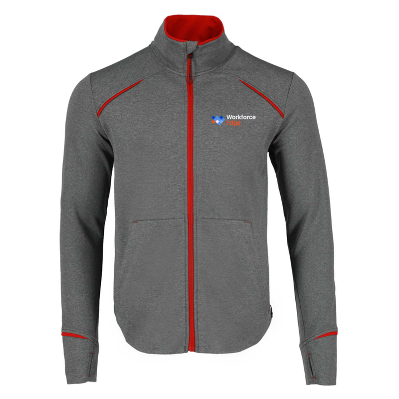 Men's TAMARACK Full Zip Performance Jacket with Thumb Holes - Team Red/Heather Charcoa