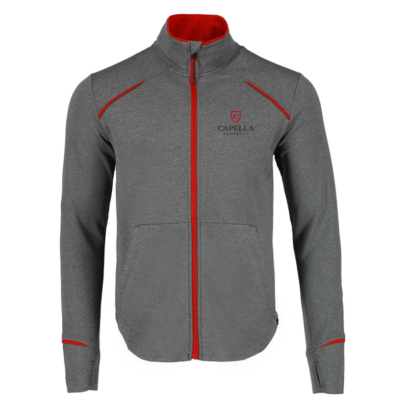 Men's TAMARACK Full Zip Performance Jacket with Thumb Holes - Team Red/Heather Charcoa