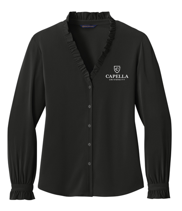 NEW Brooks Brothers® Women’s Long Sleeve Ruffle Collar Blouse - Deep Black