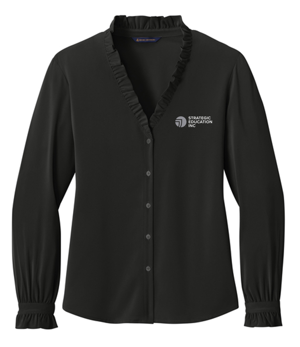 NEW Brooks Brothers® Women’s Long Sleeve Ruffle Collar Blouse - Deep Black