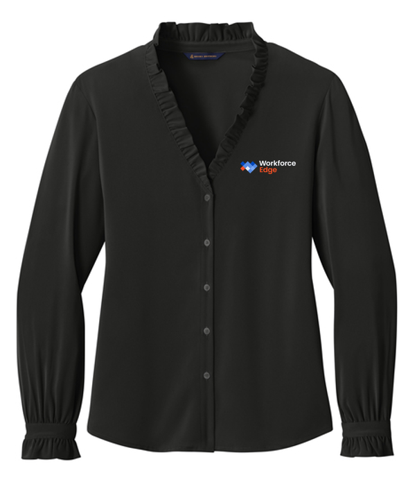 NEW Brooks Brothers® Women’s Long Sleeve Ruffle Collar Blouse - Deep Black