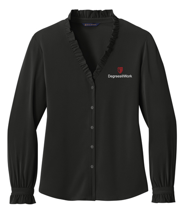 NEW Brooks Brothers® Women’s Long Sleeve Ruffle Collar Blouse - Deep Black