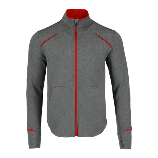 Men's TAMARACK Full Zip Performance Jacket with Thumb Holes - Team Red/Heather Charcoa