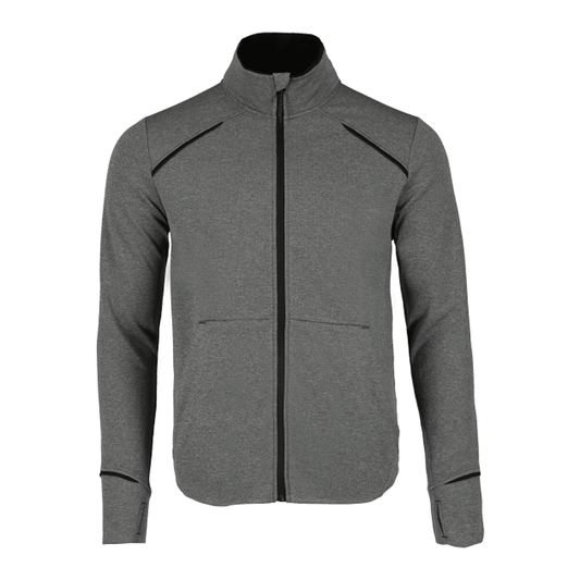 Men's TAMARACK Full Zip Performance Jacket with Thumb Holes - Black/Heather Charcoal